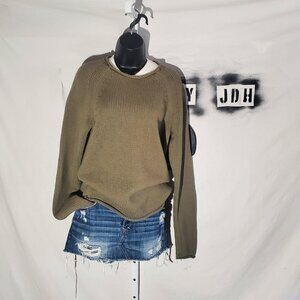 J Crew Mercantile Green Roll Neck Knit Sweater 100% Cotton Size M